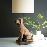 Wooden Dog Table Lamp