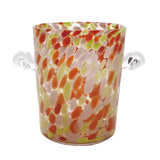 2 Quart Hand Blown Confetti Glass Ice bucket with handles