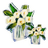 White Floral Acrylic Bloom Bitty Block