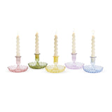 Swirl Hand Blown Glass Taper Candlestick with Base