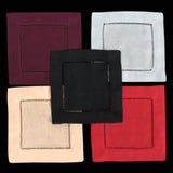 White Classic Hemstitch Drink Coasters-Set Of 6