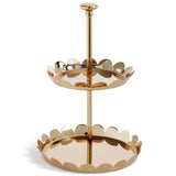 Scalloped Alloy Tray - 2 Tier Polished Gold