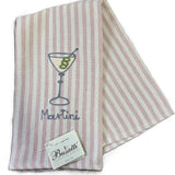 Striped Embroidered Tea Towel