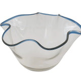 Ruffled Bowl With Blue Rim