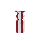Ceramic Striped Taper Holder Red & White