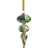 Solid Luster Watercolor Glass Ornament - Green and Gold - Finial