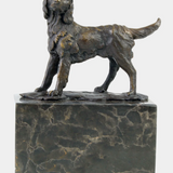 Bronze Statue Dog On Marble Block