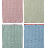 Woven Cotton Striped Tea Towel with RicRac Trim