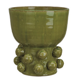 Terracotta Hobnail Footed Vase Green