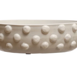 Terra Cotta Bowl Raised Dots White
