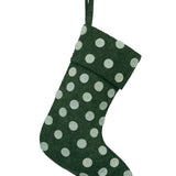 17” Wool Felt Stocking Green & Light Blue