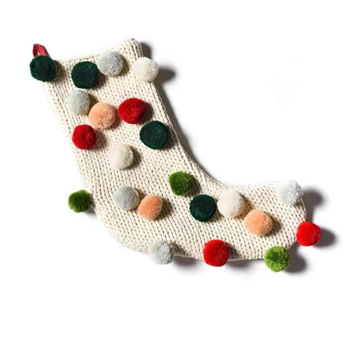 Knit Stocking with Pom Poms