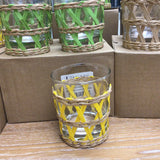 Short Yellow Wicker Wrap Beverage Glass