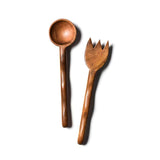 Wood ruffle salad server set