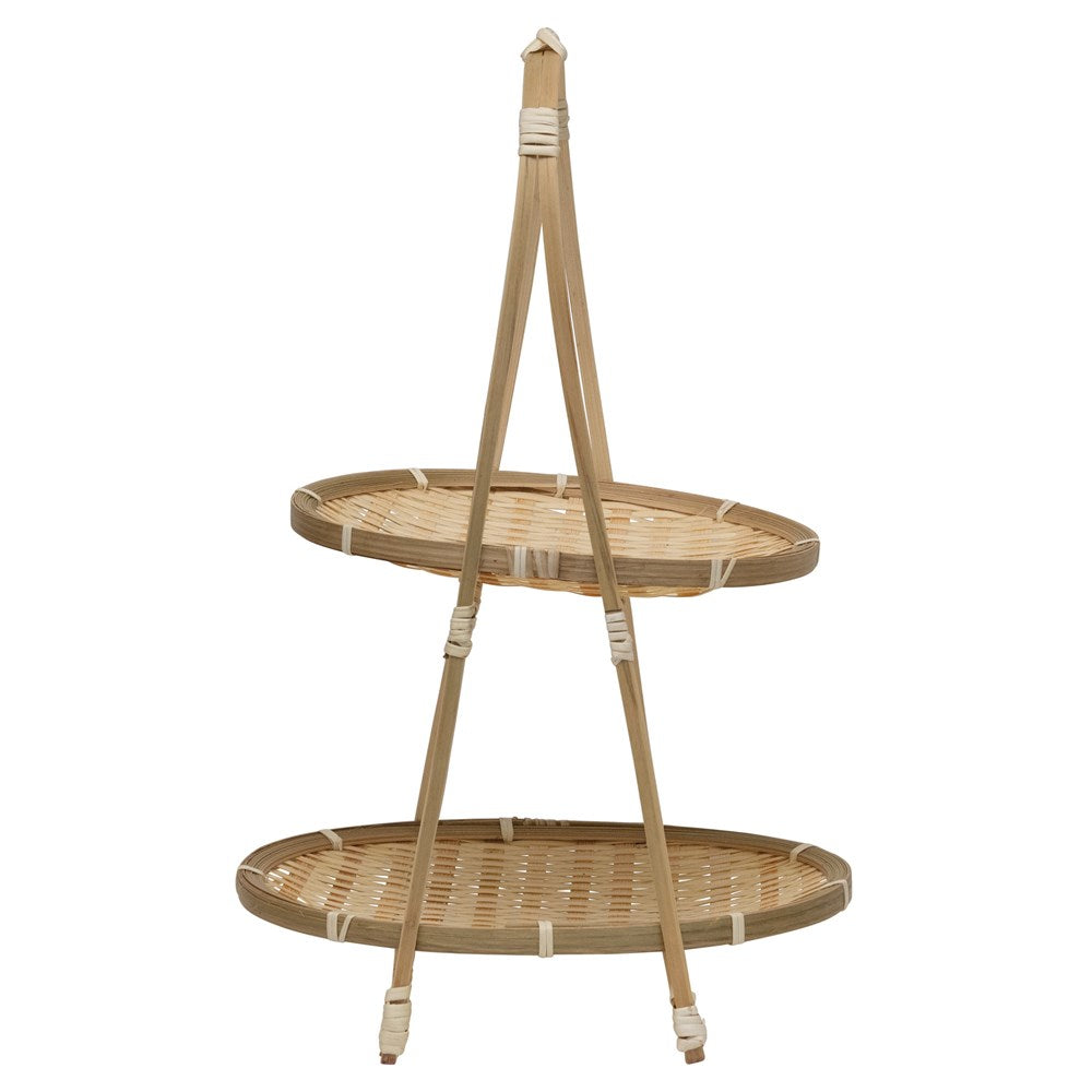 Hand-Woven Bamboo Tiered Tray