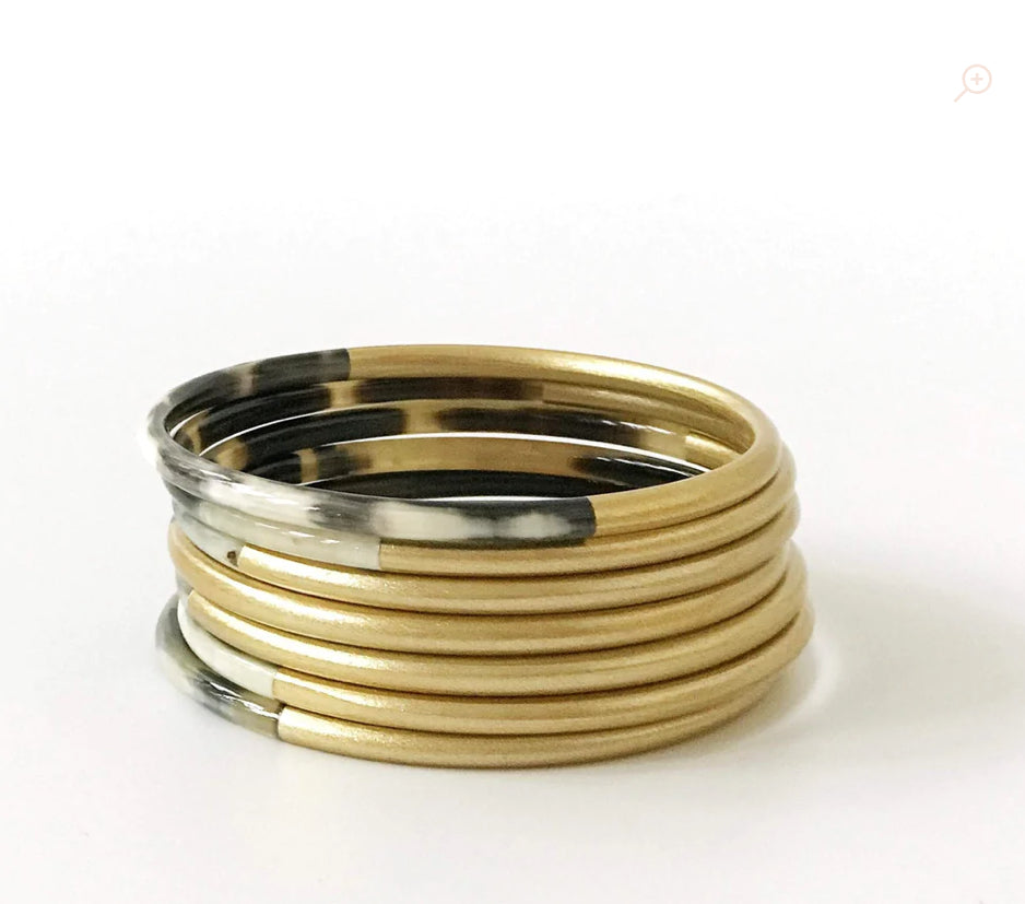 Silver and Gold Skinny Bangle Set M/L
