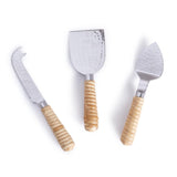 Rattan Wrapped Cheese Knives Set