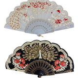 Peacock Floral Gold Glitter Hand Held Folding Fan FN0266. (12PC)