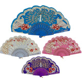 Peacock Floral Gold Glitter Hand Held Folding Fan FN0266. (12PC)