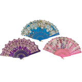 Peony Floral Gold Glitter Hand Held Folding Fan FN0440-C (12PC)