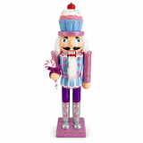 Cupcake Nutcracker Blue Pink Purple Candy Cane 12 Inch