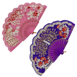 Peacock Floral Gold Glitter Hand Held Folding Fan FN0266. (12PC)
