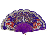 Peacock Floral Gold Glitter Hand Held Folding Fan FN0266. (12PC)