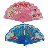Peacock Floral Gold Glitter Hand Held Folding Fan FN0266. (12PC)