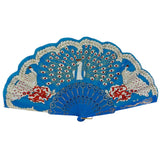 Peacock Floral Gold Glitter Hand Held Folding Fan FN0266. (12PC)