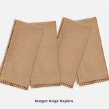 Beige Napkin with Pom Pom Border (pack of 4)