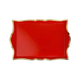 Florentine Wooden Red & Gold Medium Rectangular Tray