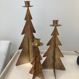 Large Golden Christmas Tree Candleholders