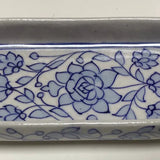 Floral Blue Rectangular Soap Dish