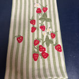 Strawberry Green Stripe Embroidered Hand Towel