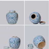 Blue & White Porcelain Rose Storage Jar