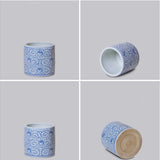 Small Blue and White Peony Cachepot