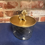 Brass Puppy Etched Glass