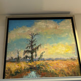 24”x24” Moss Covered Tree/Clouds-Silver Frame