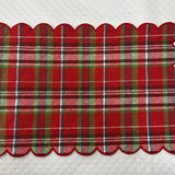 Cotton Quilted Scalloped Placement Mat with Plaid Pattern And Stitched Edge