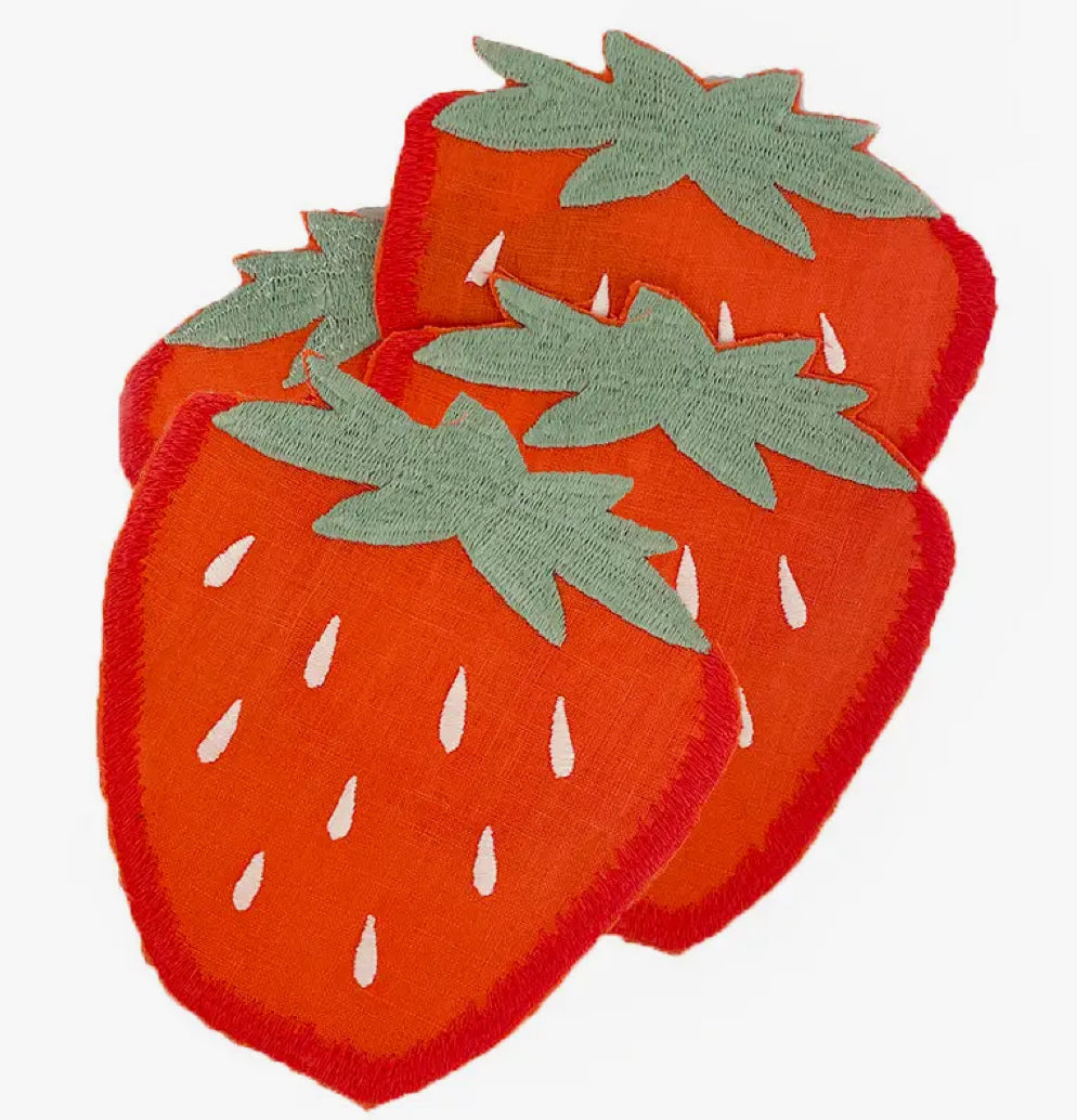 Strawberry Shaped Cocktail Napkins