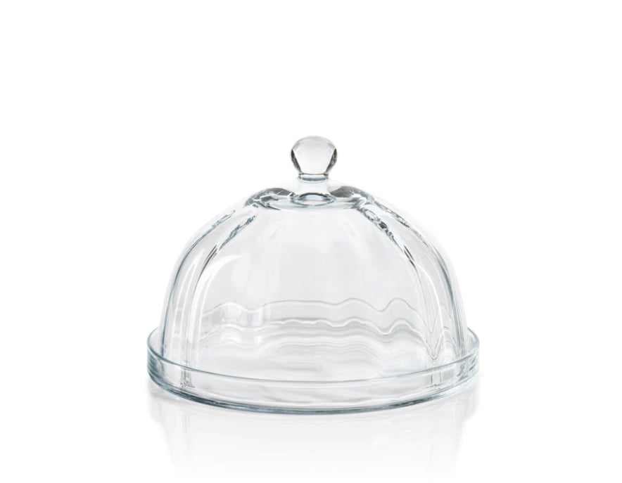 LouLou Optic Pastry Glass Plate w/Cloche