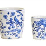 Blue and White Blossom Bird Planter- Large