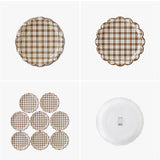 Harvest Scallop Brown Plaid Paper Plate