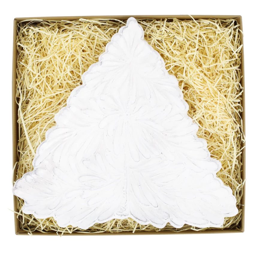 Lastra Holiday White Figural Tree Plate