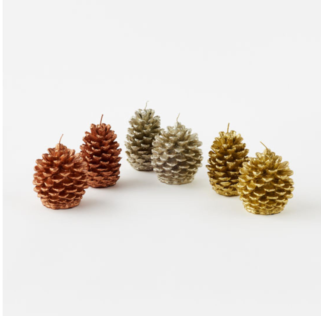 Glittered Pinecone Candle