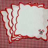 Candy Cane Scalloped Cocktail Napkins