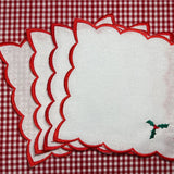 Holly Scalloped Cocktail Napkins