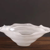Glass Alabaster Wave Large Bowl White