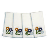 Floral Embroidered Linen Napkins- Set of 4