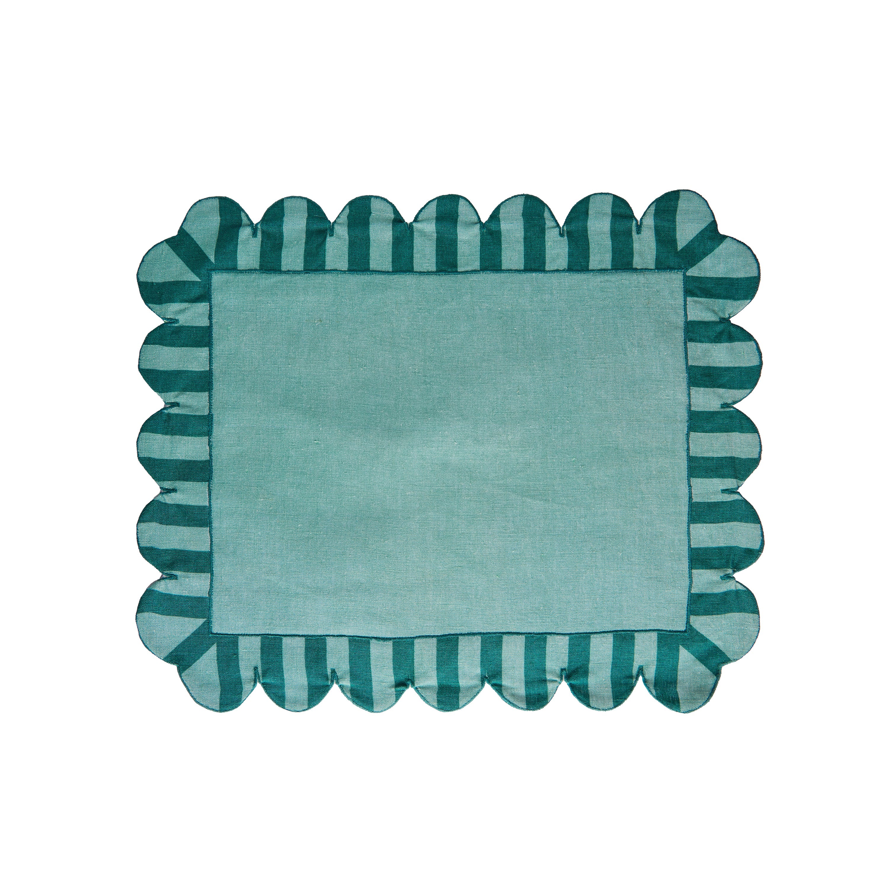 Embroidered Linen Scalloped Placemat